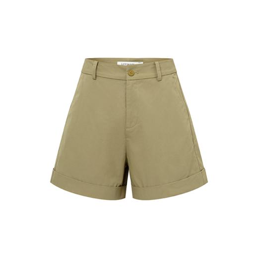 LIYIHAN 24新款女夏秋纯棉短裤OOTD知识分子风翻边短裤 商品图3