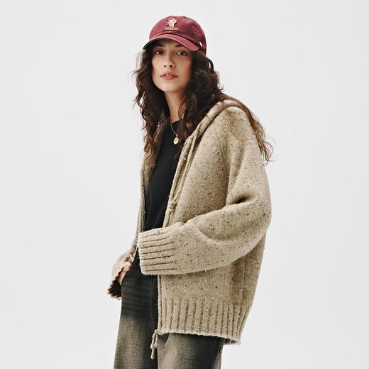 【达人链接】714street连帽针织开衫外套秋冬款毛衣421403 商品图1