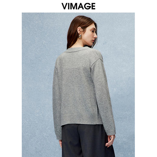 VIMAGE纬漫纪时尚显瘦针织开衫背心两件套秋季新款V2201821 商品图5