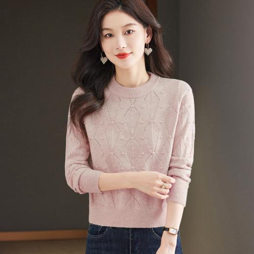 CC-9-6926秋冬新款圆领短款毛衣女套头宽松高腰打底针织衫显瘦长袖上衣 商品图3