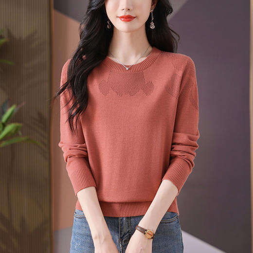 CC-101-26042针织打底衫女士长袖早秋装2024新款春秋薄款上衣内搭毛衣 商品图2