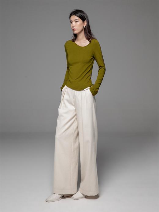 LIYIHAN24不规则上衣豌豆领打底衫春秋女修身内搭长袖t恤秋设计感 商品图4