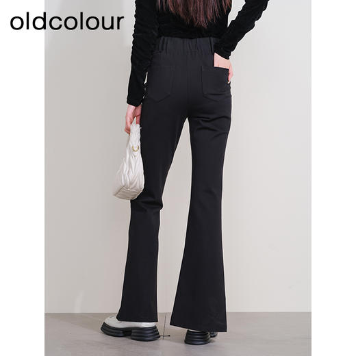 oldcolour欧珂冬季新款时尚开叉高腰松紧腰长裤女P430710A1 商品图4