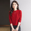 CC-9-6927秋冬内搭外穿气质短款上衣套头复古圆领麻花毛衣女厚打底针织衫 商品缩略图0