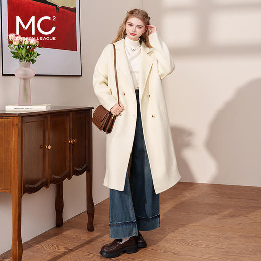 韩版翻领宽松小个子羊毛大衣F4241603 商品图2