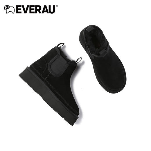 EVERAU小个子女生先穿加厚4cm防水台切尔西女士秋冬雪地靴EA3129 商品图4