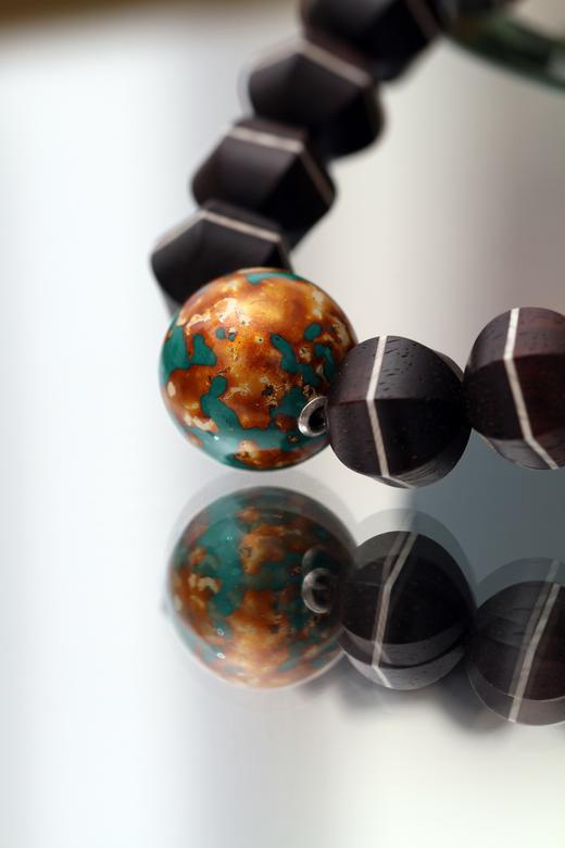 DQ0183°小叶紫檀双色珠+大漆款手串 商品图3