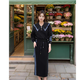 9/7奢姿大码女装2024秋季减龄蝴蝶荷叶领两件套胖妹妹时尚简约套装9943991289