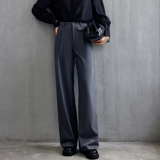 玳莎宽松直筒西装裤女2024新款秋季老钱风百搭通勤气质休闲阔腿裤  EC36308 商品图0