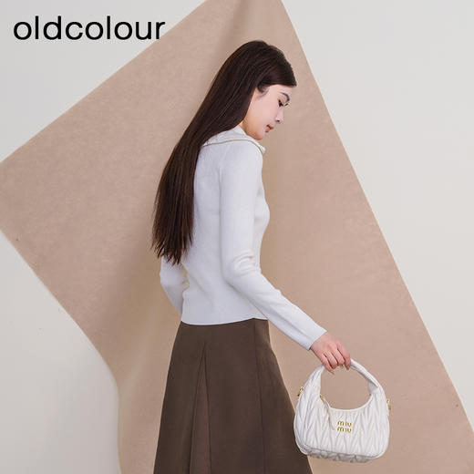 oldcolour欧珂冬季时尚新款修身大翻领长袖毛织套头衫女P420501A1 商品图4