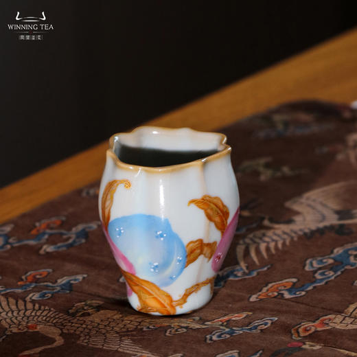 问鼎汝瓷鼎峰系列月白小佛手杯（描金三桃） 商品图3