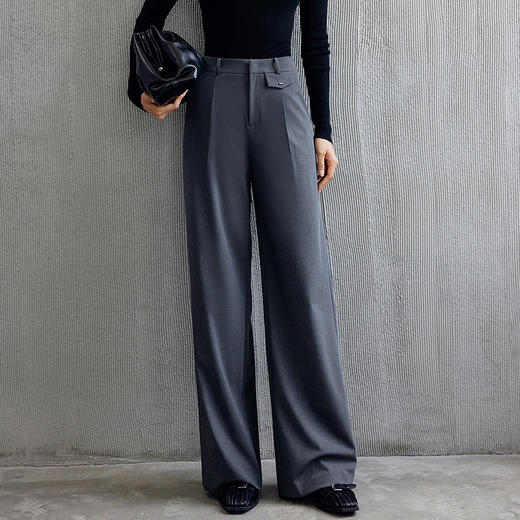 玳莎宽松直筒西装裤女2024新款秋季老钱风百搭通勤气质休闲阔腿裤  EC36308 商品图1