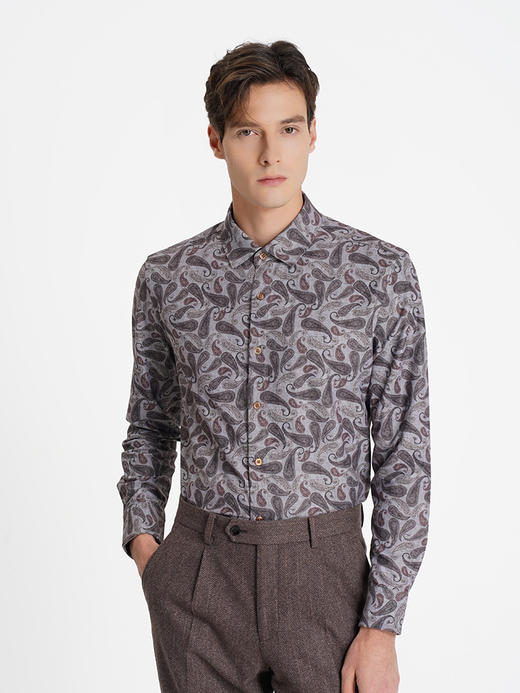 callisto咖啡色弹力混纺休闲衬衫 商品图2