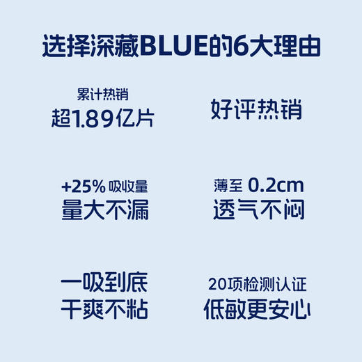 【深藏Blue系列常规款 日夜组合套装】她研社 卫生巾 透气不闷 量大不漏 240mm8片x7包+290mm6片x3包 商品图3