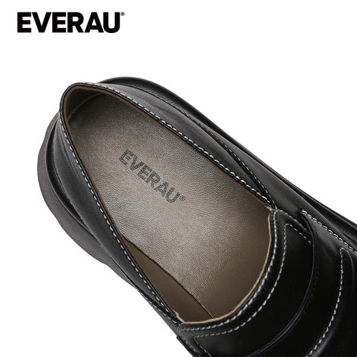 EVERAU厚底经典学院风柔软小羊皮一鞋两穿时尚乐福女鞋EA7067 商品图3