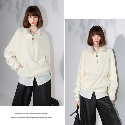 【限时秒杀】COCOBELLA[商务休闲风]色织条纹衬衫秋质感通勤亲肤衬衣SR0055 商品图2