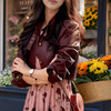 9/7奢姿大码女装2024秋季减龄碎花皮衣吊带裙两件套胖妹妹时尚套装9943991277 商品缩略图4