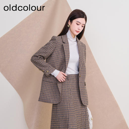 oldcoloour欧珂冬季新款修身时尚格子长袖西装外套P410402A1 商品图1