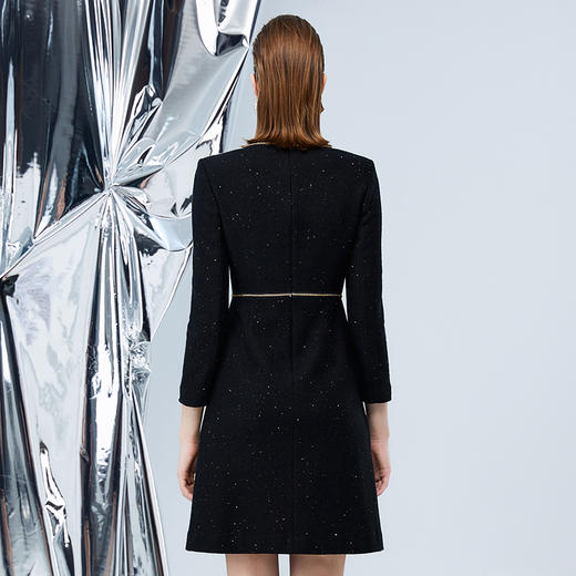 EITIE爱特爱冬季新款小香风别致轻奢高腰连衣裙7607305 商品图4