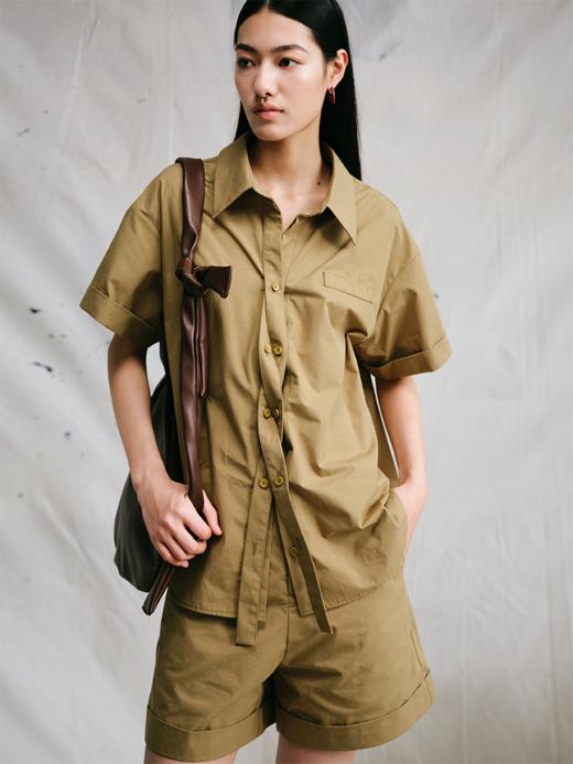 LIYIHAN 24新款女夏秋纯棉短裤OOTD知识分子风翻边短裤 商品图2