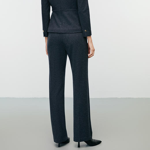 EITIE爱特爱冬季新款精致简约深灰色高腰显瘦直筒毛呢休闲裤8005705 商品图4