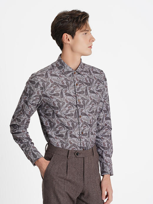 callisto咖啡色弹力混纺休闲衬衫 商品图3