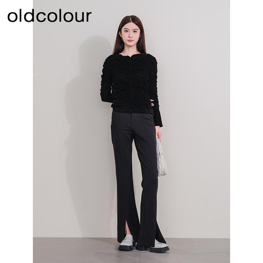 oldcolour欧珂冬季新款时尚开叉高腰松紧腰长裤女P430710A1 商品图3
