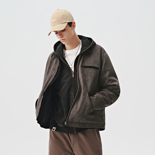 714street复古麂皮绒底特律棉服男新款宽松短阔外套美式工装夹克 商品图4