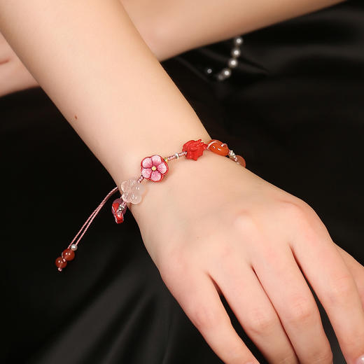 【月老红绳】九狐狸红粉桃花福安手绳  商品图2