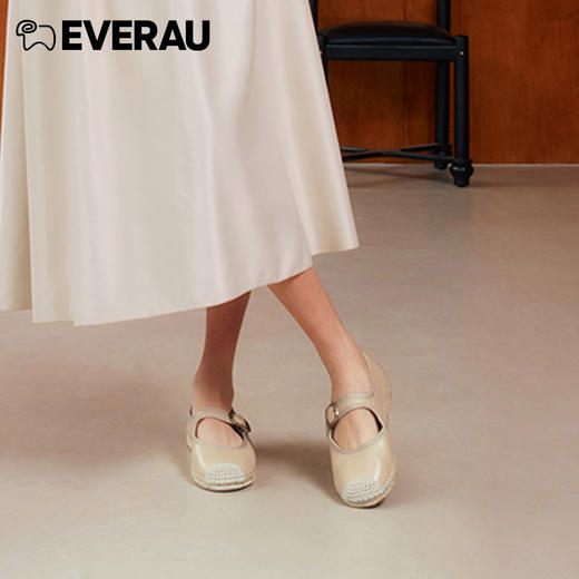 EVERAU2023上新优雅与甜心 复古与时髦的碰撞柔软羊皮鞋面平底春夏舒适玛丽珍女鞋EA7030 商品图8
