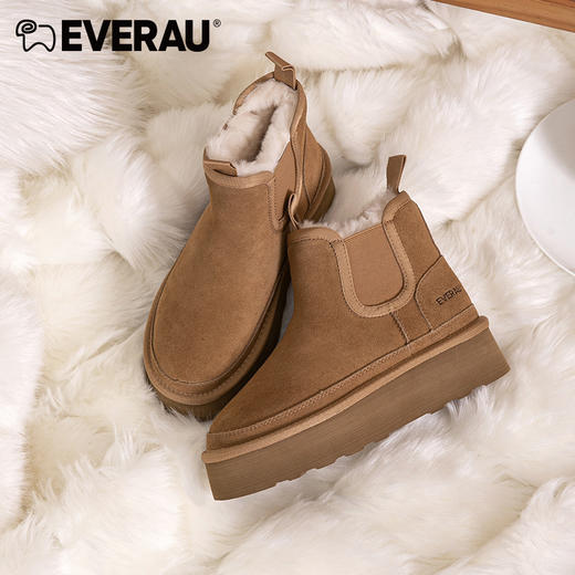 EVERAU小个子女生先穿加厚4cm防水台切尔西女士秋冬雪地靴EA3129 商品图8