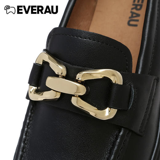 EVERAU复古经典楦型新品厚底乐福柔软牛皮乐福舒适好穿单鞋EA7032 商品图5