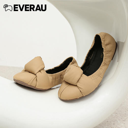 EVERAU春夏新品卷卷的褶皱设计耐折鞋底舒适蛋卷女鞋EA7026 商品图3