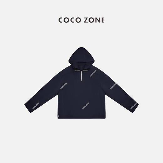 COCO ZONE 高级设计感休闲连帽半门襟拉链百搭松紧下摆卫衣24C10146 商品图1