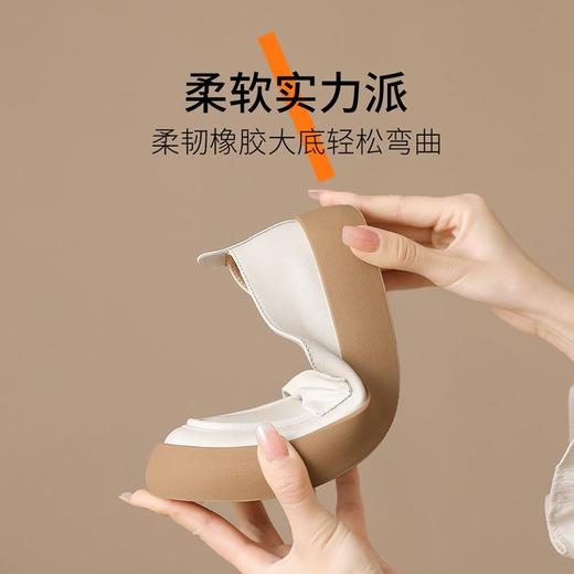 ZHR厚底乐福鞋2024新款软底白色小皮鞋女士一脚蹬单鞋休闲小白鞋 商品图3
