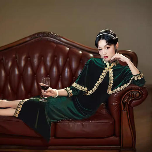 秋季新款改良旗袍日常民国风两件套XL1118 商品图1