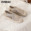 EVERAU仙气十足蕾丝镂空材质温柔精致X交叉弹力小香风蕾丝渔夫鞋EA5050 商品缩略图1