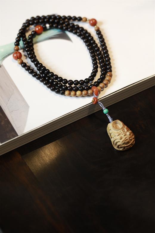 H468Y08°印度小叶紫檀+老山虎鞋手串 商品图0