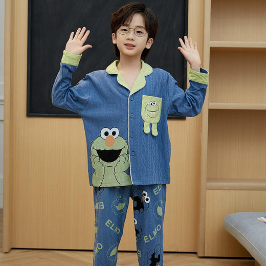 【秋季新品，纯棉长袖儿童睡衣套装，舒适柔软，透气保暖】儿童睡衣男童秋款纯棉 新款春秋季长袖 6-18岁男孩青少年套装 睡衣家居服-QQ 商品图14