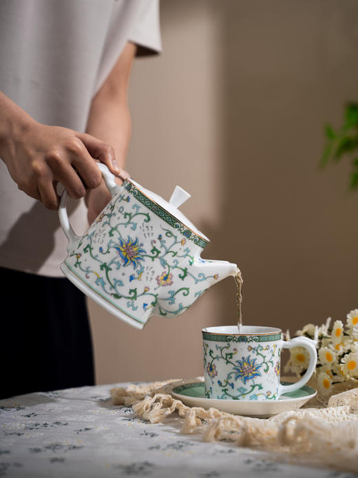 富玉陶瓷咖啡杯碟套装家用高档精致杯子杯具下午茶轻奢礼盒伴手礼历历花间茶咖具 商品图2