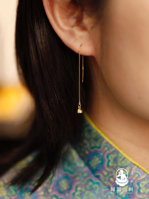 一款多戴超实用精致款碧玉莲蓬耳线～ 上耳摇曳生姿，温润古典！可调节硅胶球+可取卸碧玉设计，耳线长度自由调节，多种戴法不乏味～s925银镀金材质，佩戴不敏感！ 商品图3