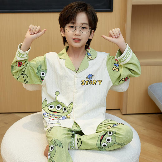 【秋季新品，纯棉长袖儿童睡衣套装，舒适柔软，透气保暖】儿童睡衣男童秋款纯棉 新款春秋季长袖 6-18岁男孩青少年套装 睡衣家居服-QQ 商品图8