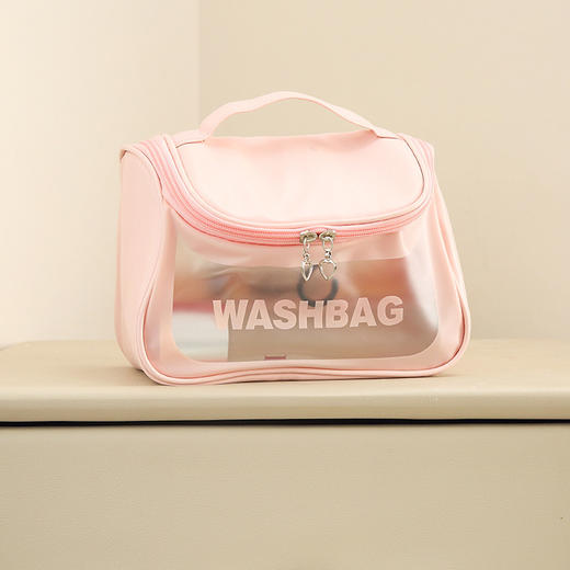 【旅行洗漱化妆包！便携可挂大容量】半圆透明字母洗漱包收纳包携旅行大容量简约防水收纳品洗漱包，透明可视装的再多也能找到。ry 商品图4