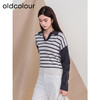 oldcolour欧珂冬季时尚宽松横纹拼接休闲毛织套头衫女P420510A1 商品缩略图1