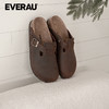 EVERAU疯马牛皮特殊质感高级复古经典半包头男士拖鞋EA7061 商品缩略图2