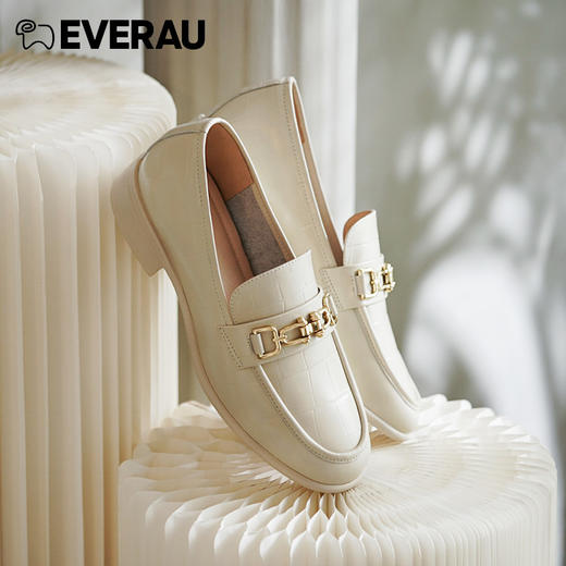 EVERAU精美别致五金扣饰点缀鞋面新款春夏乐福经典女鞋EA7023 商品图4