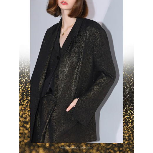 COCOBELLA奢感烫金两穿开叉袖西装秋冬商务通勤西服外套SI43B 商品图1