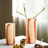 北欧简约渐变红竖纹直筒花瓶餐桌客厅软装家居水培郁金香玻璃花瓶 商品缩略图6