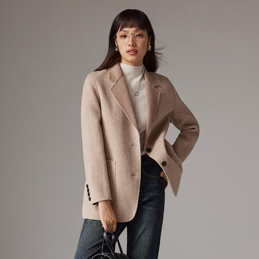 IN AND ON 羊毛复古格纹双面呢西装外套   21614 商品图1