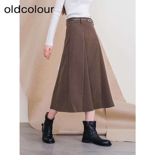 oldcolour欧珂冬季时尚新款休闲高腰A字裙长裙女P410604A1 商品图2
